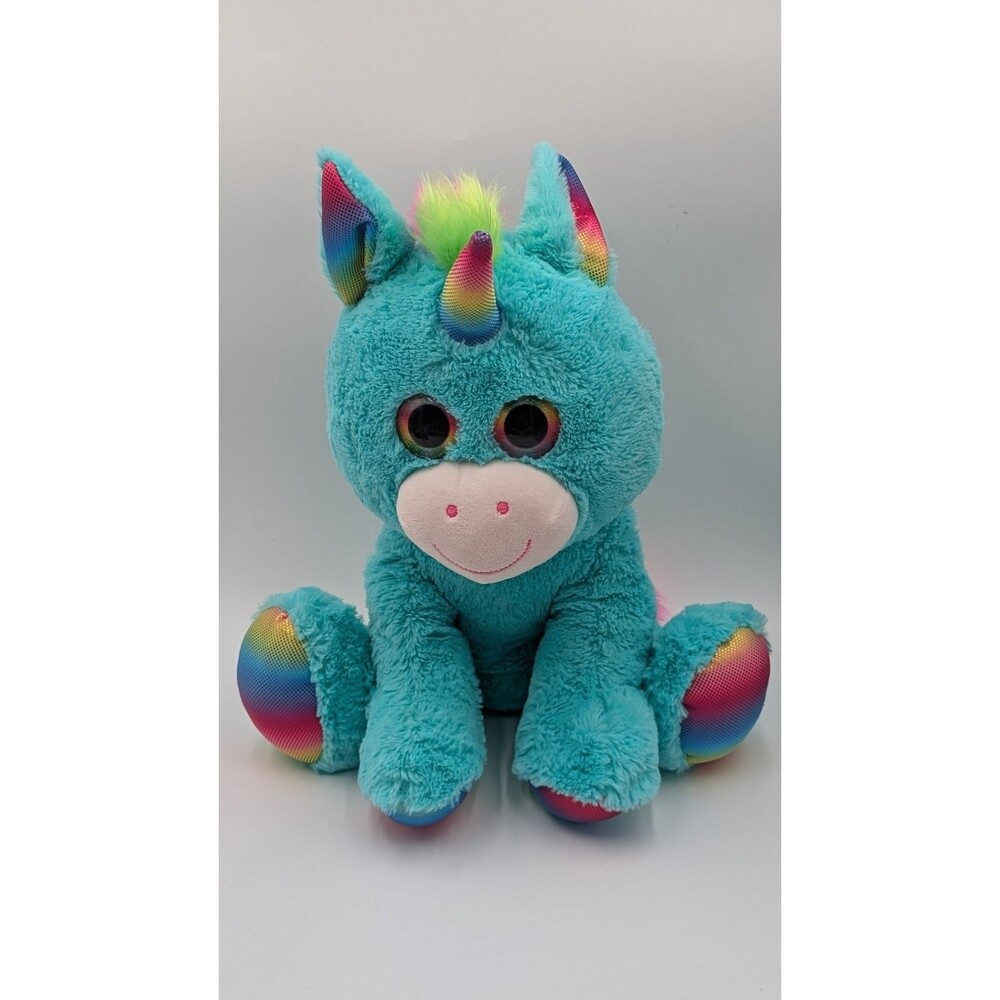 Spark Create Imagine Big sparkle eye Greenish blue unicorn plush Large 15"